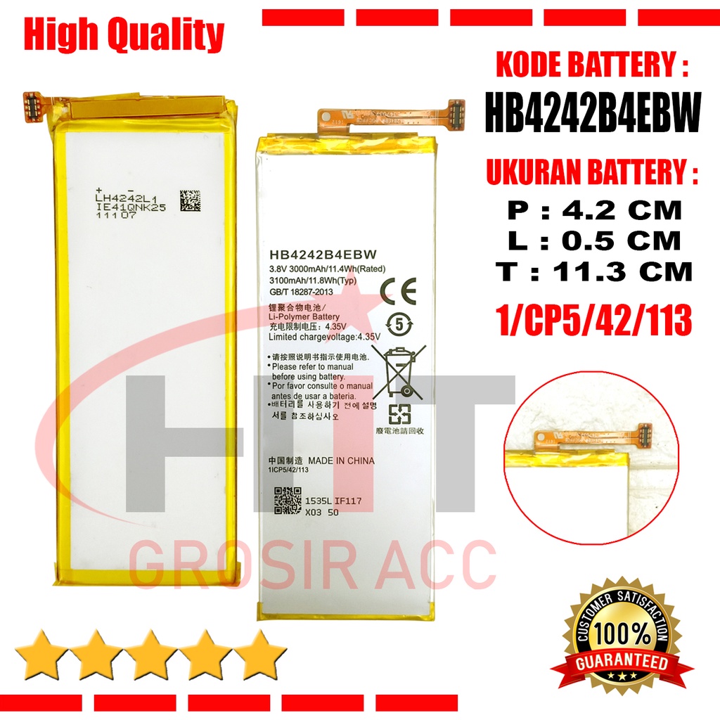 Baterai Battery Huawei Honor 4X CHE1-CL10 CL20 - Huawei Honor 6 H60-L01 L02 L04 Model HB4242B4EBW