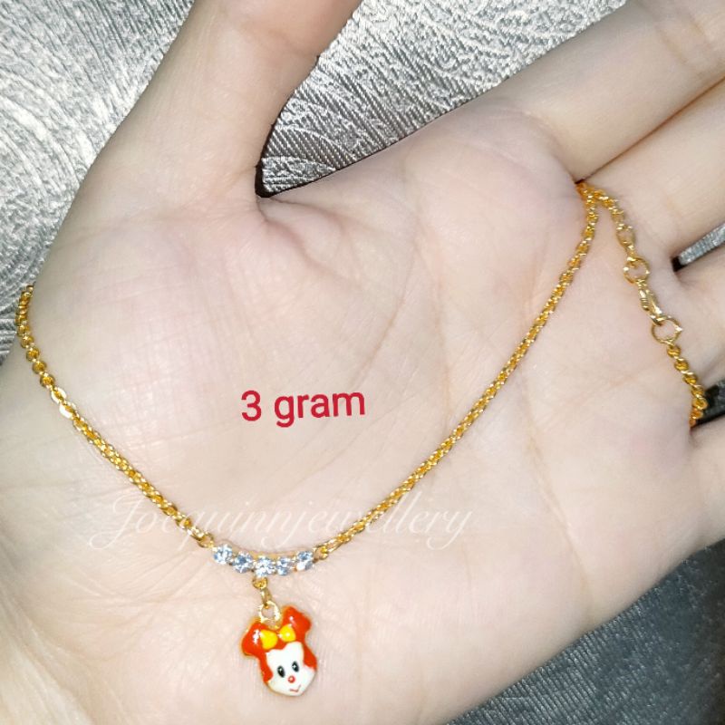 kalung anak karakter mouse emas muda