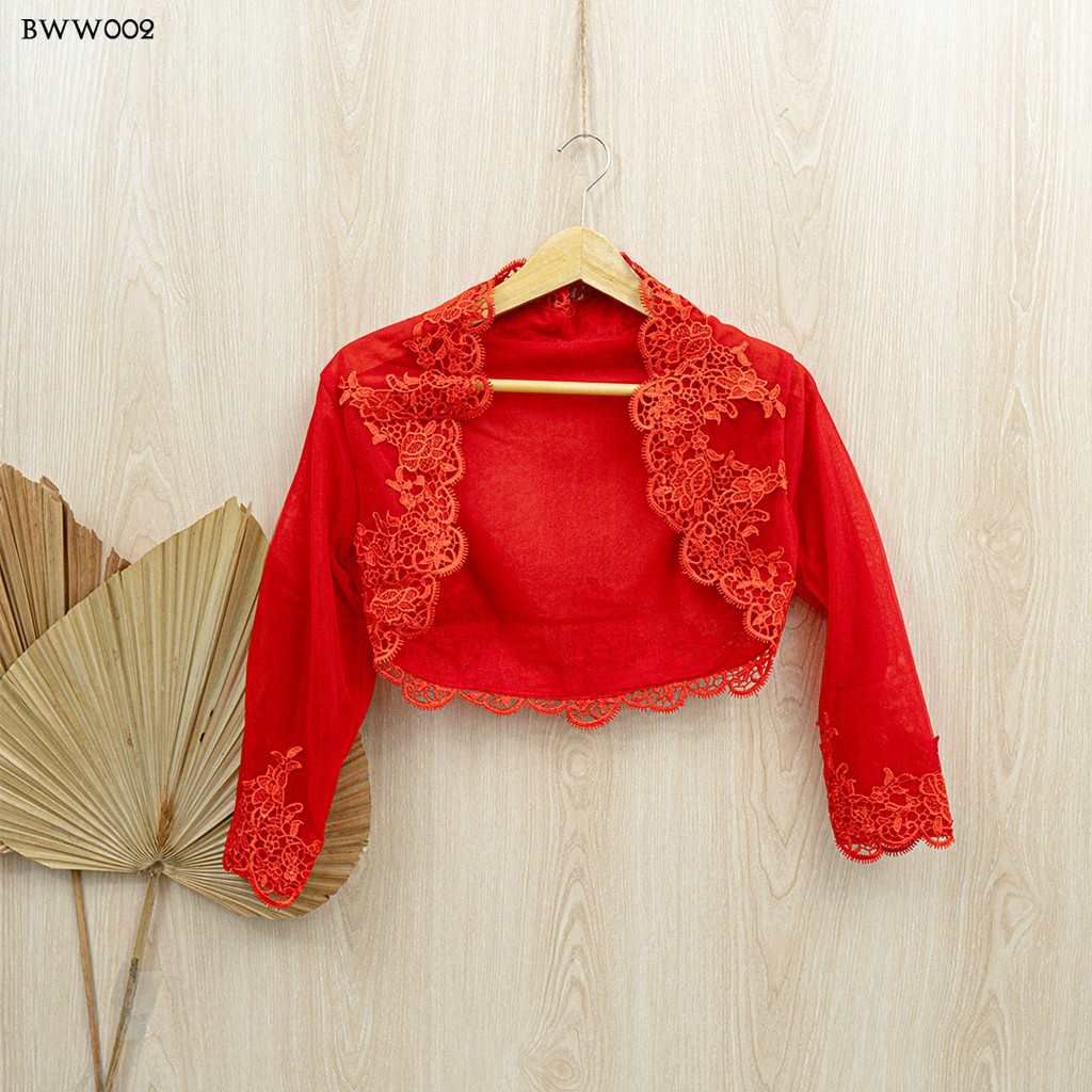 [PALING LARIS] BOLERO PENGANTIN AKSESORIS WEDDING LENGAN PANJANG MERAH BWW002