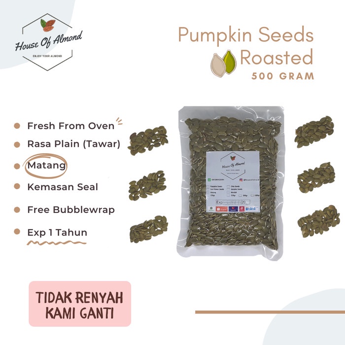 

Q12S Pumpkin Seeds Roasted (Matang Panggang) 500Gr Biji Labu Kuning Kupas D51qs