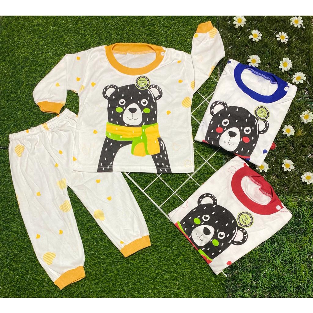 baju anak laki-laki/perempuan lengan panjang 3-18bulan motif beruang salju