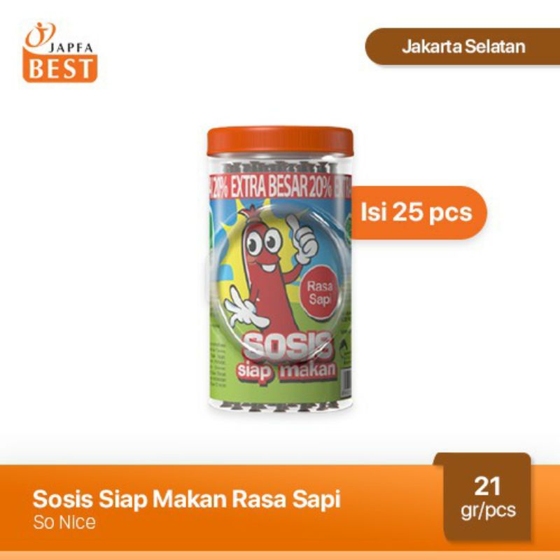 

(10 pcs/biji/buah) Sosis So Nice Siap Makan Rasa Sapi