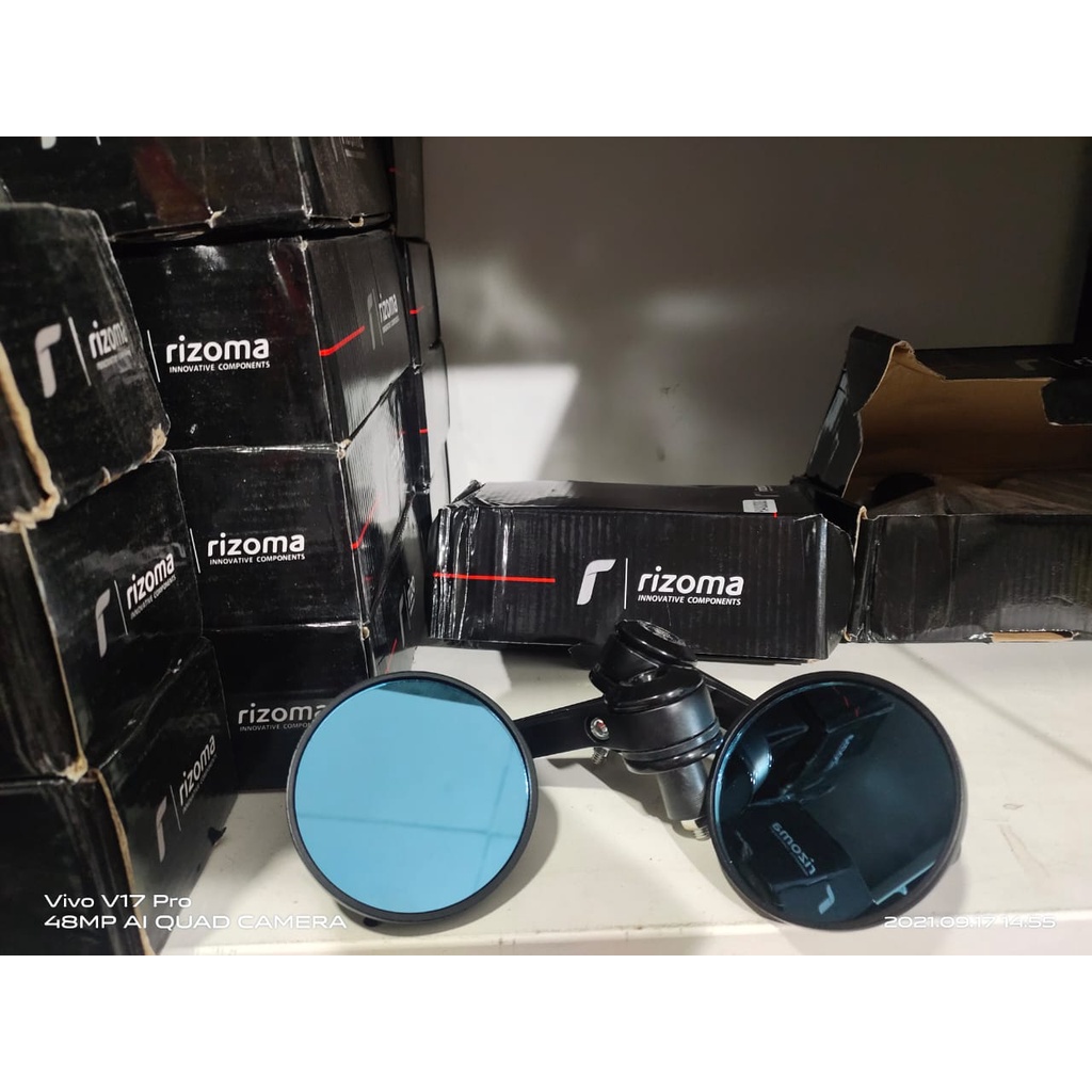 ELI- spion jalu oval  spion bar end spion jalu bulat kaca biru universal