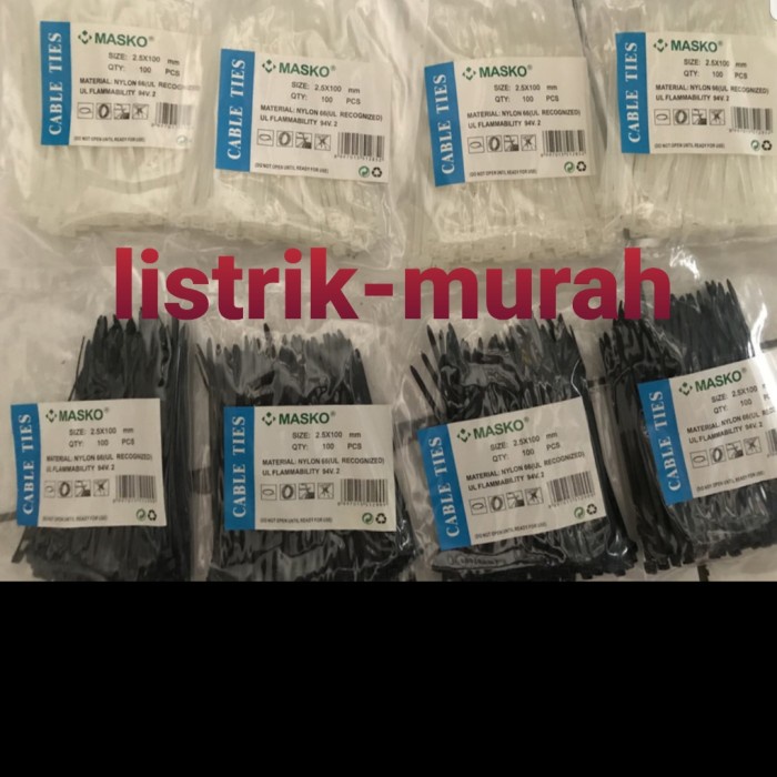 

ORGANIZER-DOCUMENT- MASKO KABEL TIES 2.5X100 MM 10CM SABUK KABEL TALI TIS CABLE - HITAM -DOCUMENT-