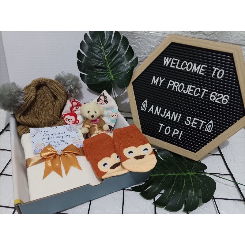 ANJANI SET | BABY HAMPERS BAYI GIFT KADO SET | PAKET LAHIRAN BAYI LAKI - LAKI PEREMPUAN UNISEX-Kupluk Cream