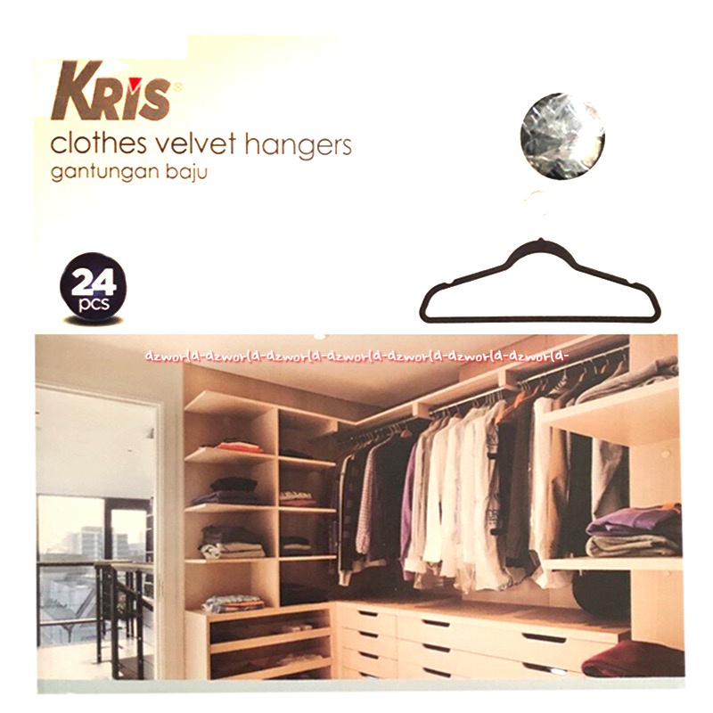 Kris Clothes Velvet Hangers 24pcs Gantungan Baju Hanger Bludru Hitam Mewah Exclusive Pakaian Stora Velvet