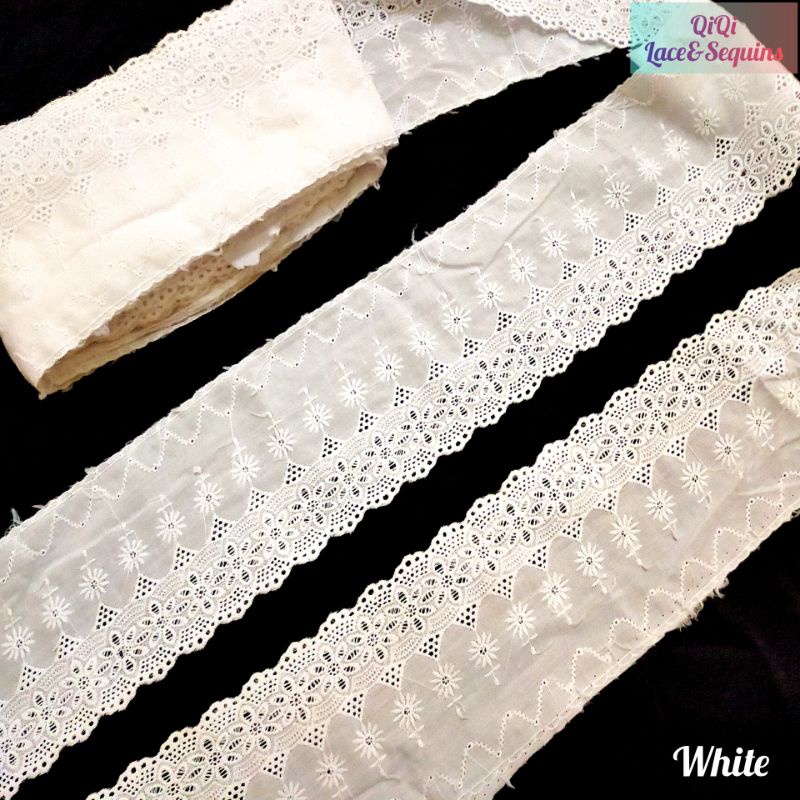 Renda katun lebar 12 cm (harga per meter)