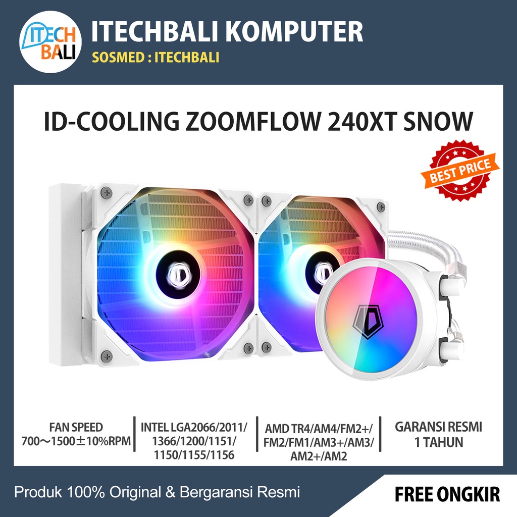 Watercooling ID-COOLING ZOOMFLOW 240X SNOW RGB  2100RPM