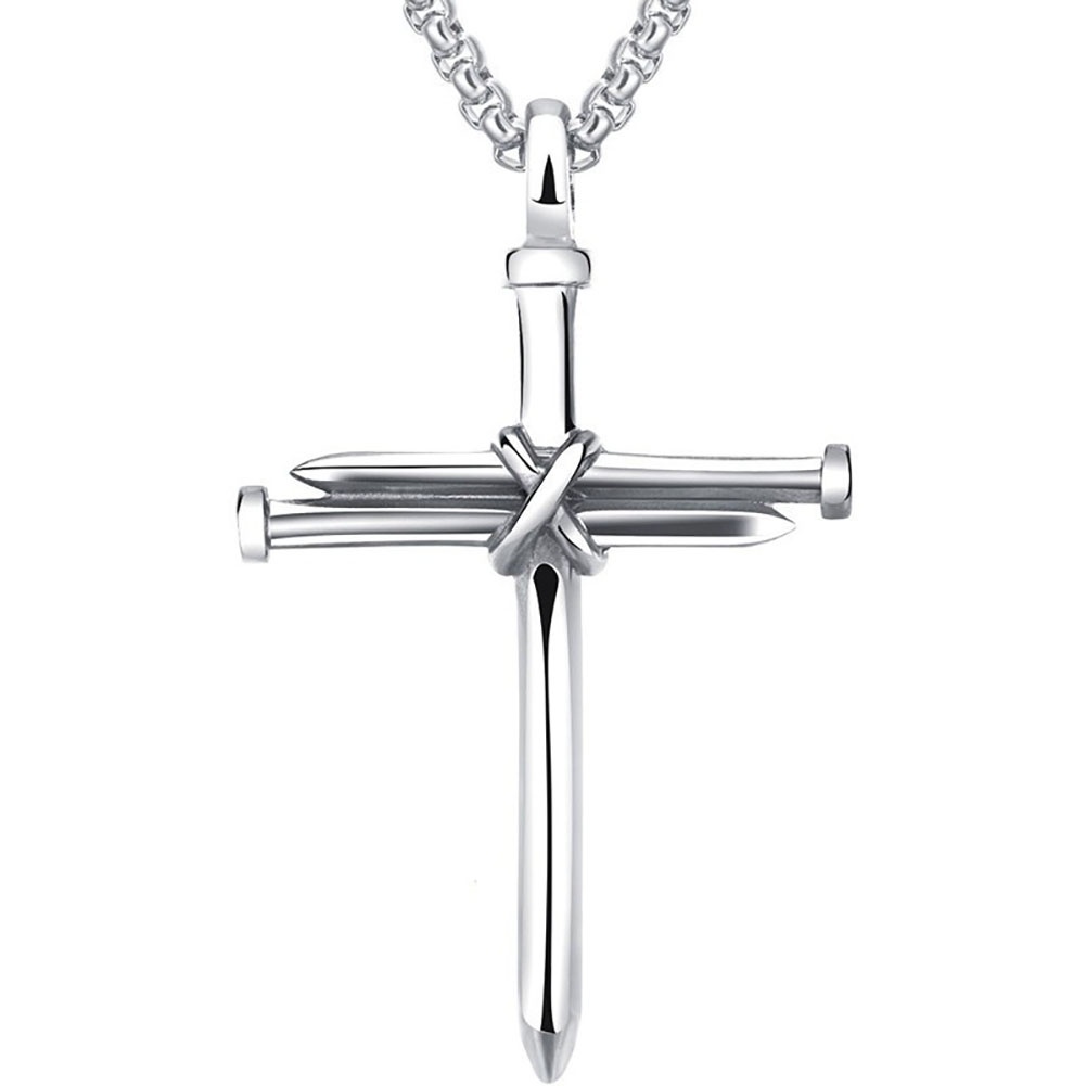 [Jianxin] Fashion Man Women Titanium Steel Cross Pendant Long Chain Necklace Jewelry Gift