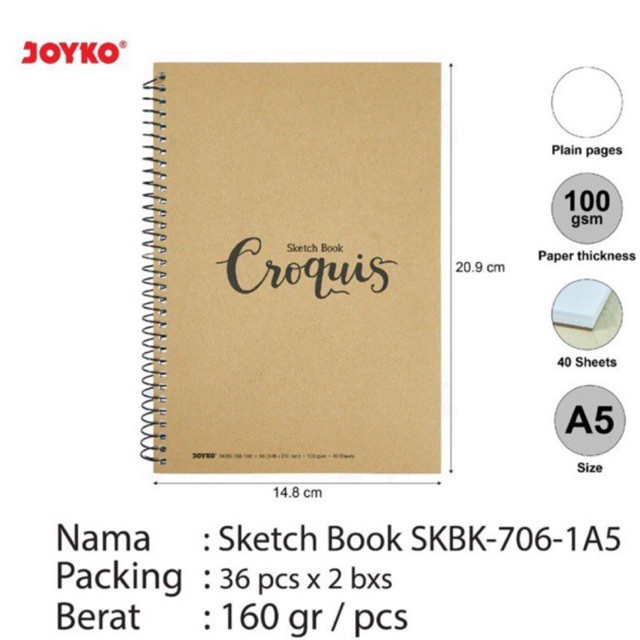 

Croquis Sketch Book 706 / Buku Sketsa SKBK ukuran A5 / A4 / B5 seri SKBK-706 Joyko