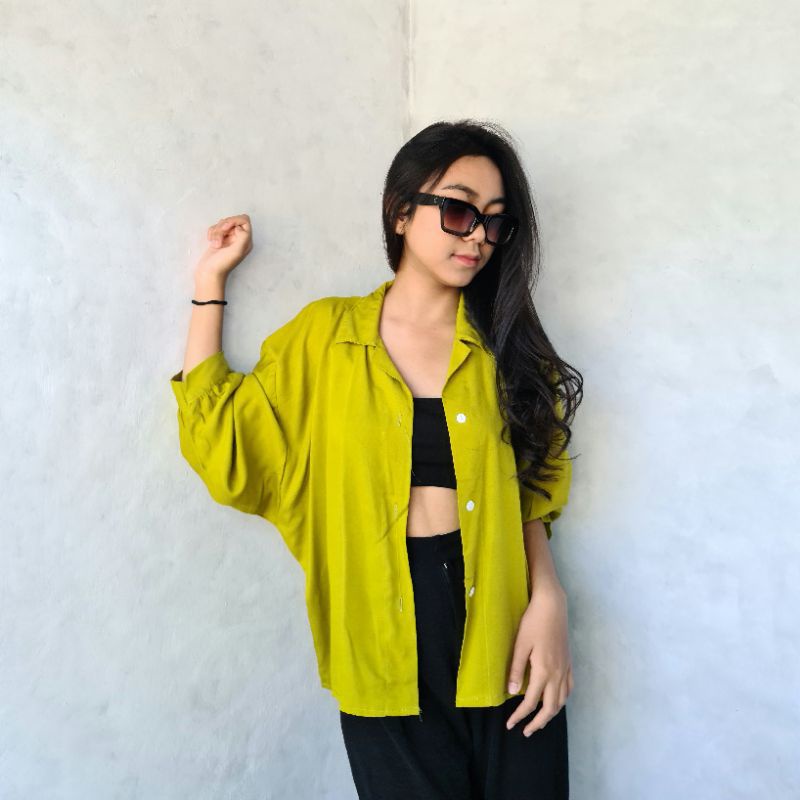 Kemeja POLOS  Oversized Wanita Outer Batwing Jumbo
