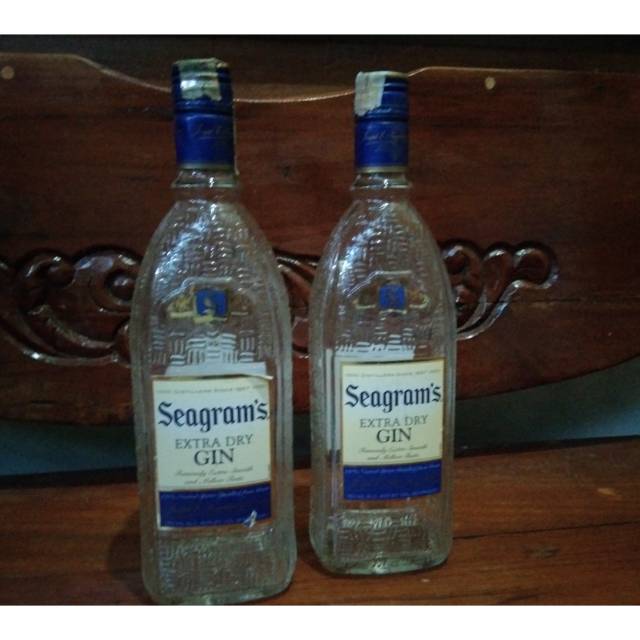 Paket Botol bekas miras seagrams label kurang ok