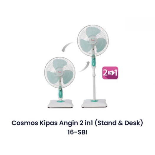 Cosmos Kipas Angin Berdiri 16&quot; Stand Fan 2in1 Desk Fan 16-SBI 16SBI