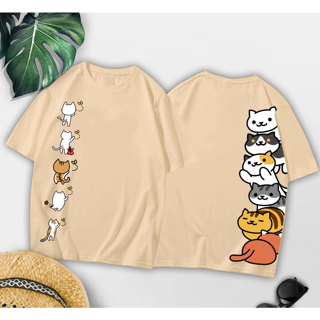 KUCING LUCU MAIN CUTE CAT PLAYING COD KURO BAJU KAOS DISTRO TSHIRT WANITA DEWASA REMAJA TUMBLR TEE C