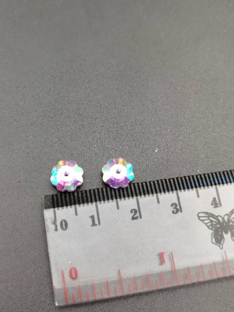 BERLIAN KRISTAL MOTIF BUNGA WARNA AB PELANGI UKURAN 8 MM PER LUSIN