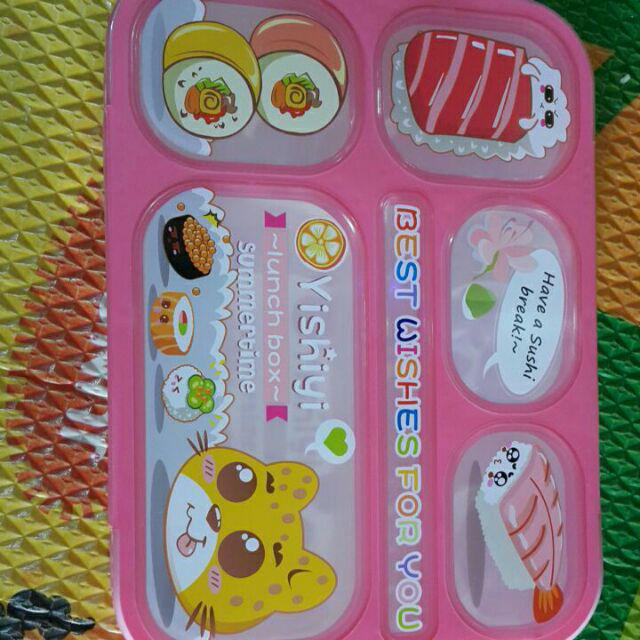 Lunch Box Yooyee Grid Sekat 6 Karakter / Tempat Makan Yooyee Anti Tumpah