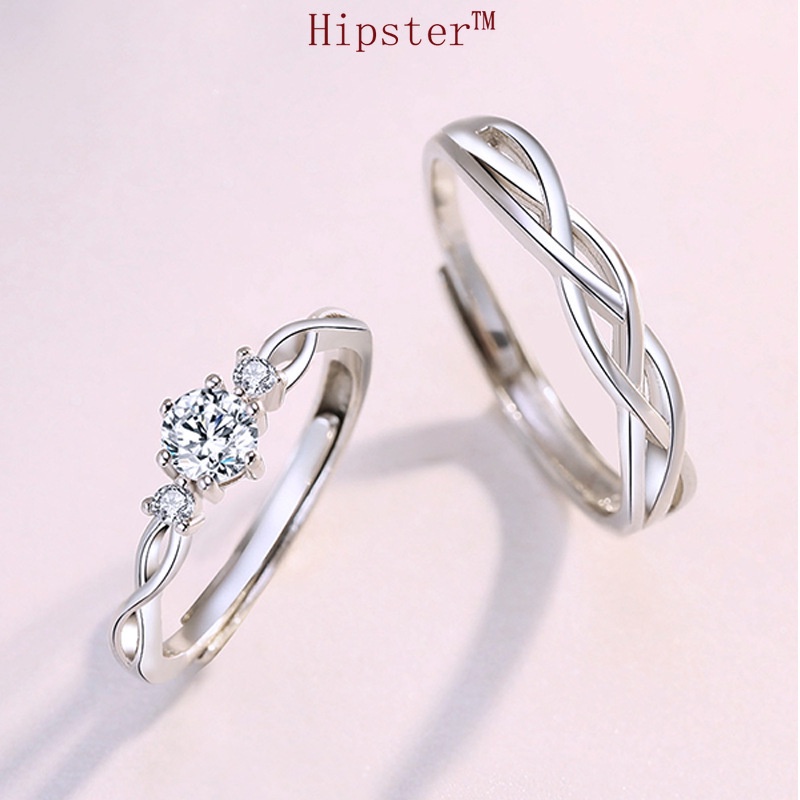 Hot Sale Elegant Graceful Romantic Hollow Interwoven Diamond Couple Couple Rings