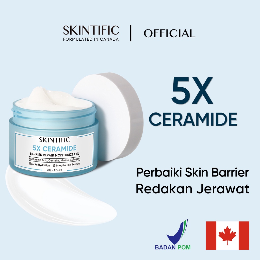 SKINTIFIC - 5X Ceramide Barrier Repair Moisturize Gel Moisturizer 30gr &amp; 6gr / Moisturizing SKINTIFIC - RETINOL MOISTURIZER SKINTIFIC