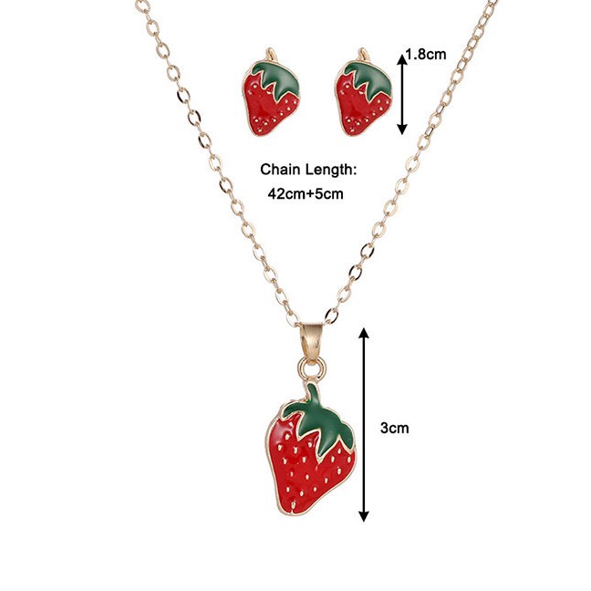 LRC Kalung &amp; Anting Fashion Colour Alloy Drip Oil Necklace Suit