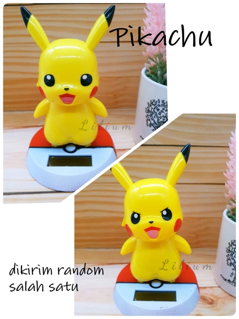 Pajangan dashboard mobil solar power miniatur bare bear totoro pokemon pikachu snorlax unicorn