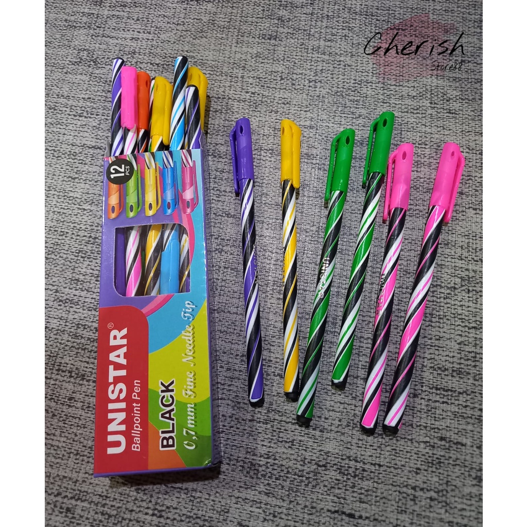 Pulpen Lilin Unistar Pulpen Warna Tinta Hitam Murah Isi 12pcs