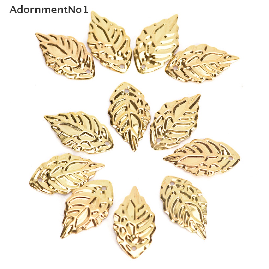 (AdornmentNo1) 50pcs Liontin Daun Bahan Metal Untuk Kerajinan Tangan DIY