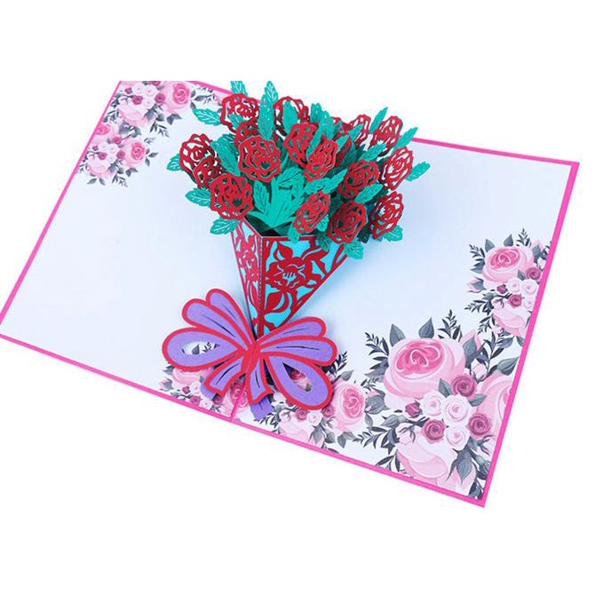 

Kartu Ucapan 3D 4D Card Kembang Bunga Flower Bucket Cantik Birthday