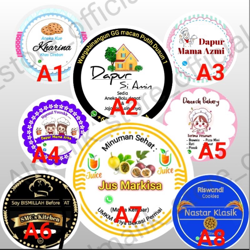 

stiker makanan label sticker kemasan logo produk minuman bulat nama jualan sendiri / Sticker cromo khromo merk label jamu kosmetik cemilan cup botol kue olshop