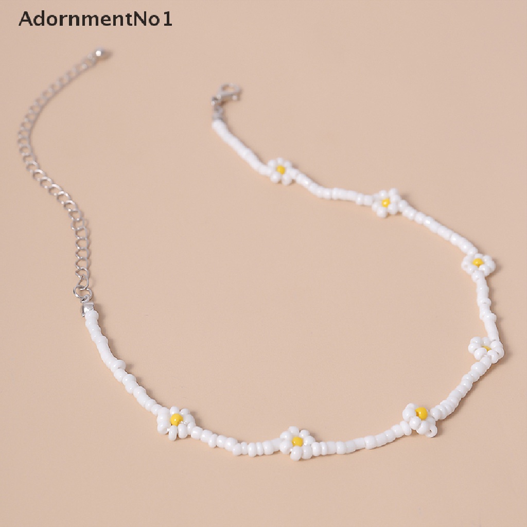 (AdornmentNo1) Kalung Choker Handmade Gaya Bohemia Motif Bunga Aster Aksen Manik-Manik Untuk Perhiasan Wanita