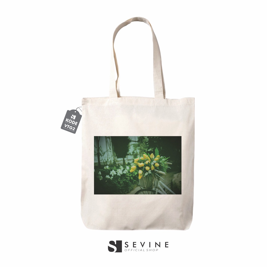Sevine Tote Bag Resleting Tas Wanita Totebag Custom Desain Retro Vintage - VTG