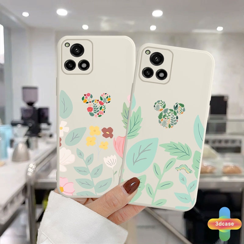 Case HP Realme C21Y C11 2021 C15 C21 C25 C20 C12 C3 C25S 5 5S 5i 6i C17 7i C1 C31 C35 C25Y C2 C3i C20A realme Narzo 20 10 10A 20A 30A A54 A15 A16 A9 A5 A7 A5S A95 A53 A33 Y12 Y20 A12 Cute Mickey Minnie Mouse Flower Anti-fall Case