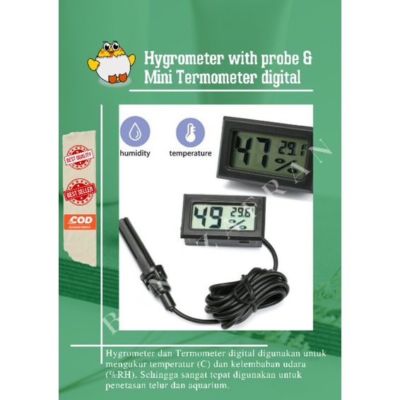 MINI DIGITAL THERMOSTAT & HYGROMETER WITH PROBE