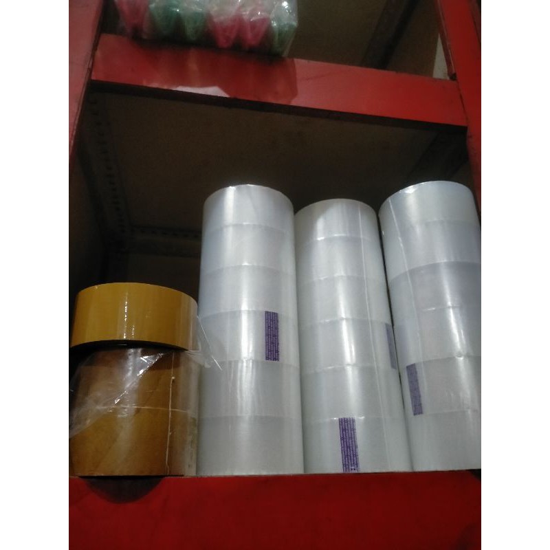 Lakban Nachi 2inci, 48mm, 100yard, dijual per pcs, tersedia 2 warna bening dan coklat.