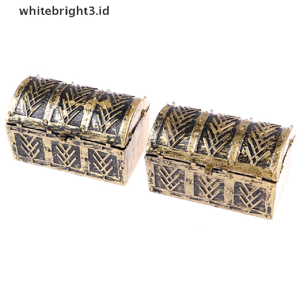 (whitebright3.id) 2pcs Miniatur Kotak Harta Karun Bajak Laut Vintage Untuk Aksesoris Rumah Boneka