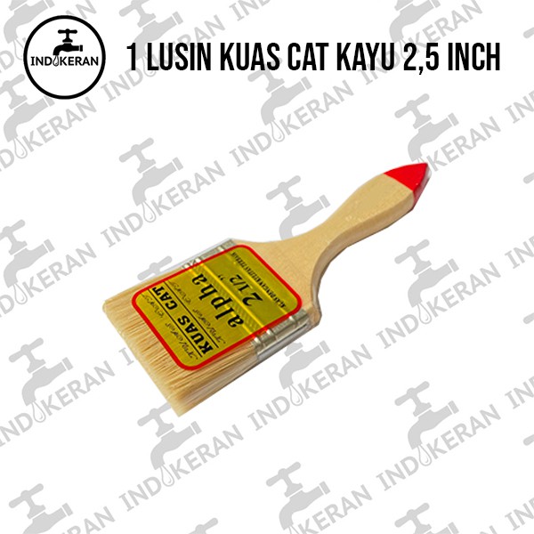 INDOKERAN - 2,5 Inch - Grosir Lusin Kuas Cat Gagang Kayu - High Quality