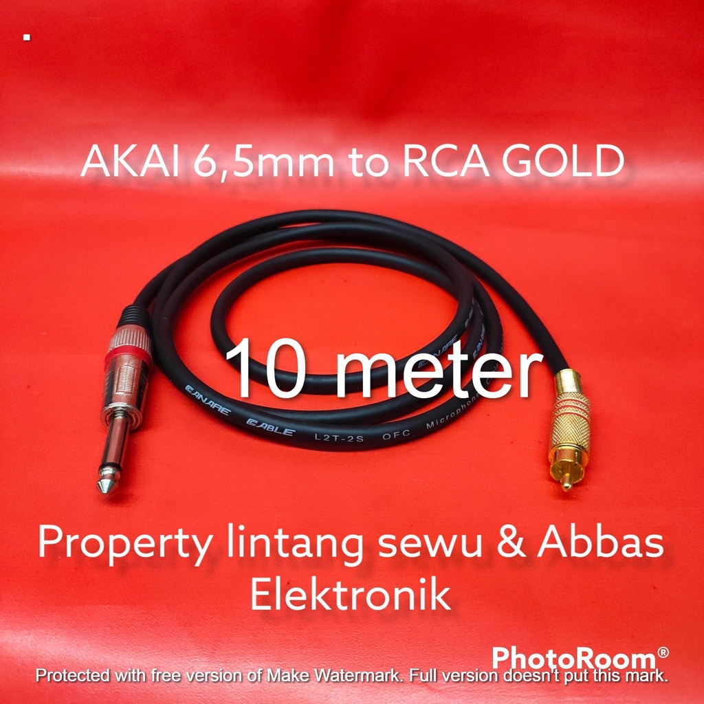 KABEL JEK AKAI 6,5MM TO RCA GOLD  10 METER