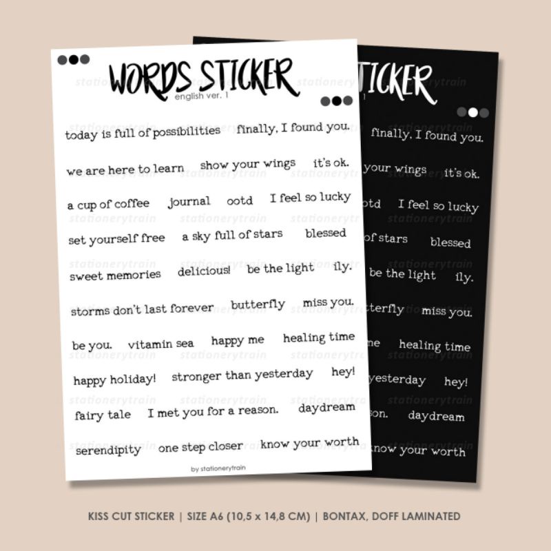 

Stationery Train - Words Sticker Sheet English Ver. 1 A6