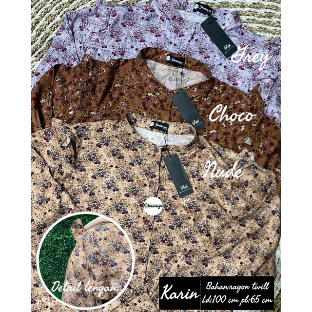 KARIN SHIRT KEMEJA WANITA RAYON TWILL MOTIF BUNGA