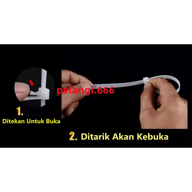 Kabel Ties/Kabel Tis Bisa Di Buka Kembali 20cm/25cm/30cm  (Lebar 8mm)/Reusable Hitam/Putih