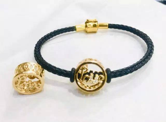 FF charm gelang. Hongkong LOVE charm gelang tangan wanita lapis emas  leontin gelang