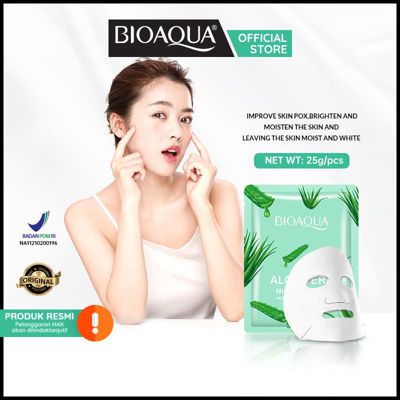 Bioaqua Aloe Vera Nicotinamide Acne Care Brightening Essence Mask 25gr / Masker Wajah