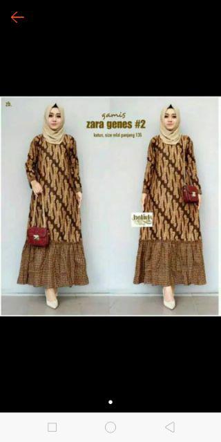 Gamis Batik Kombinasi Moscrepe  Ld 105 Restok Banyak