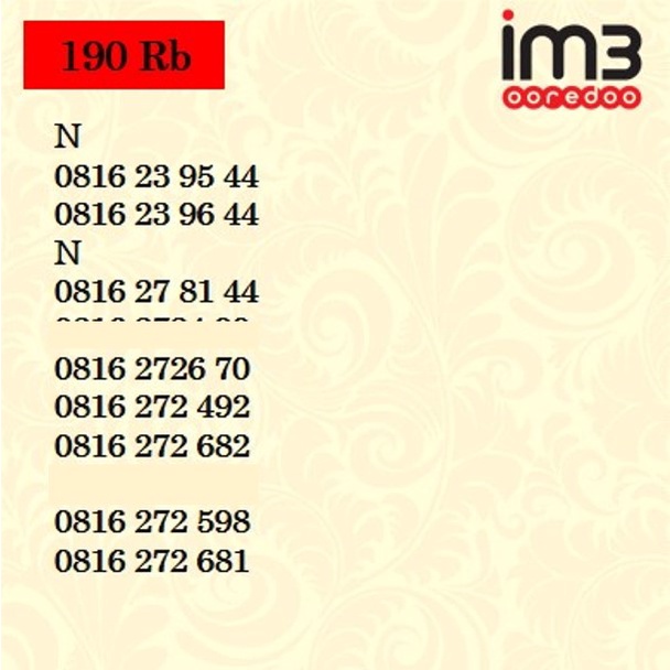 KARTU PERDANA INDOSAT NOMOR CANTIK IM3 OOREDOO 4G PLUS 10 DIGIT