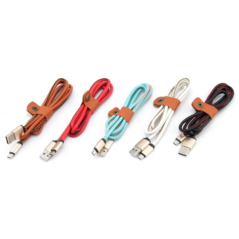 Kabel Data Micro USB Kulit 1 Meter For All Android / Cable Data USB / Konektor USB Kualitas Tinggi