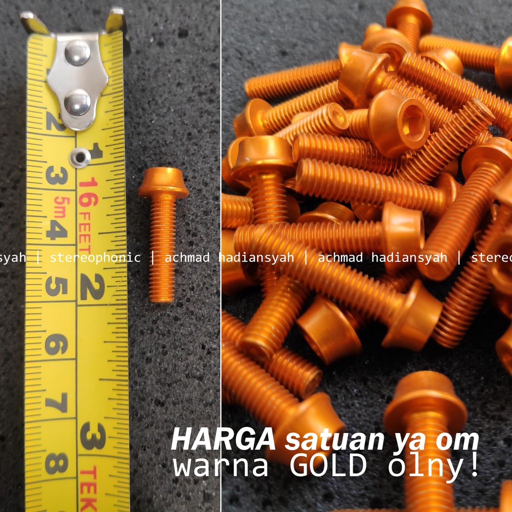 Harga SATUAN Full Alloy Anodized GOLD. Baut untuk Bottle Cage Alloy Baut Alloy Bottle Cage Baut GOLD