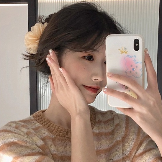 PREMIUM Jepit Rambut Bunga Import bahan Sifon 6CM