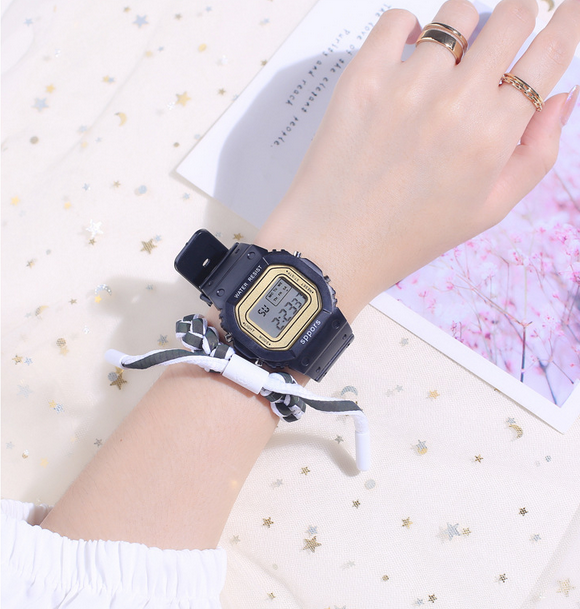 Jam Tangan Strap Rubber Untuk Wanita/Jam Tangan Wanita Fashion Korea Style Digital Sport-6