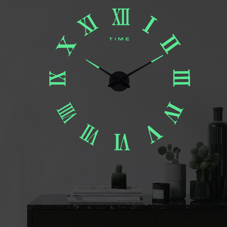 Grab Medan TAFFWARE JAM DINDING BESAR DIY GIANT WALL CLOCK QUARTZ GLOW IN THE DARK 80-130CM - D