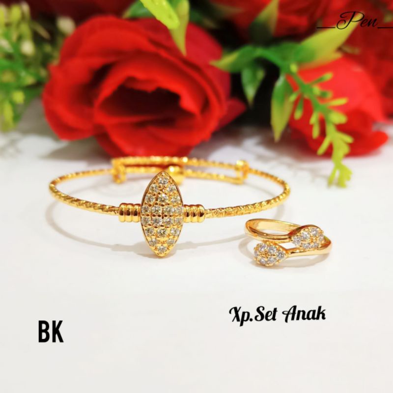 Gelang Free Cincin Anak permata zircon perhiasan emas Korea,tidak karat *COD*