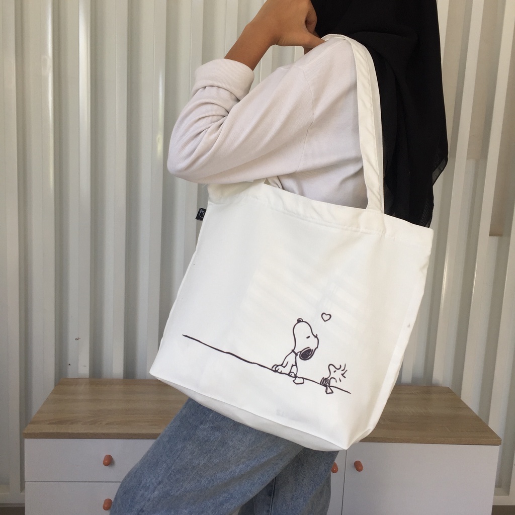 Tote bag &amp; Pouch Snoopy White